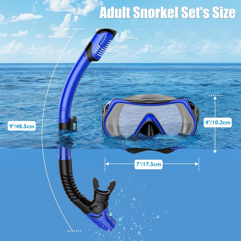 wutrye Snorkeling Gear for Adults, Dry-Top Snorkel Set Scuba Diving mask, Snorkel Mask, Panoramic Anti-Leak Anti-Fog Tempered Glass Lens, Swimming Training Snorkeling Packages - Image 4